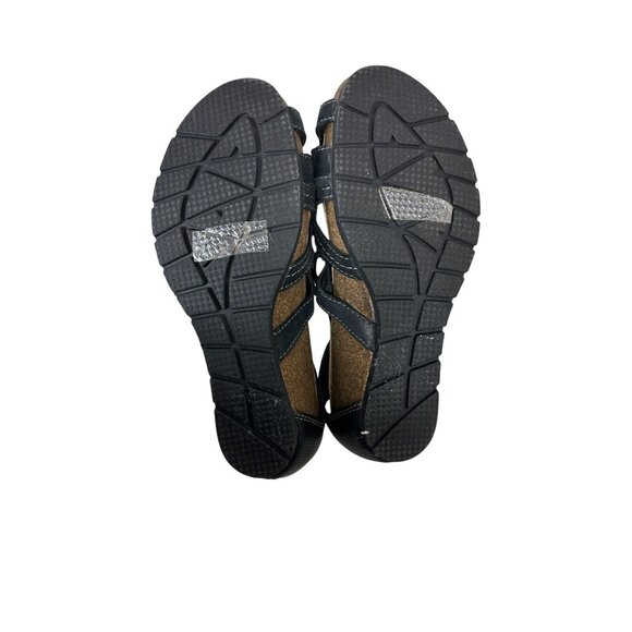 Earth Origins Kendra Kamilla black leather lace-up wedge gladiator sandals size - Picture 4 of 7